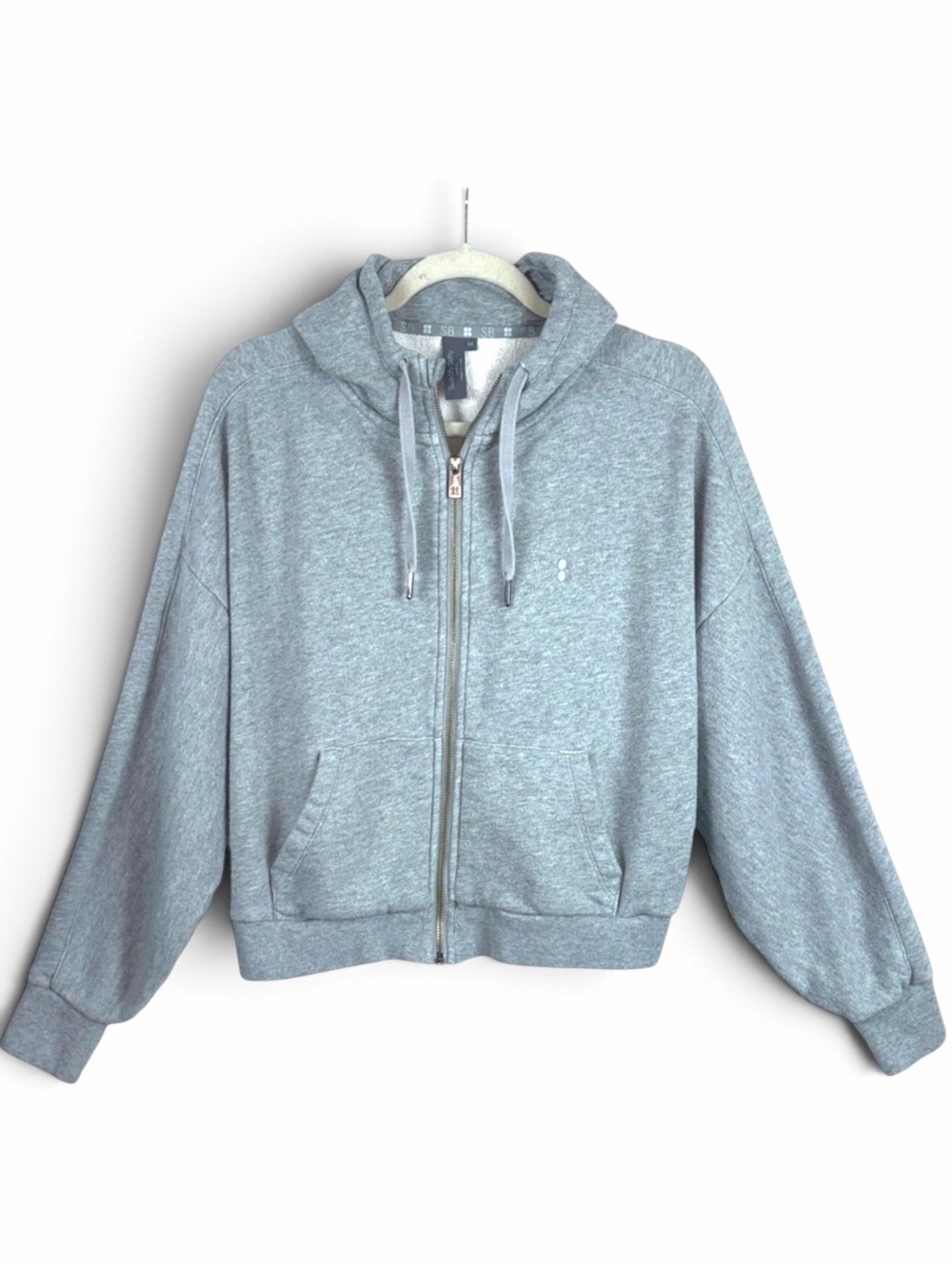 Sweaty Betty Essentials Full Zip Hoodie Gray Cropped Womens M